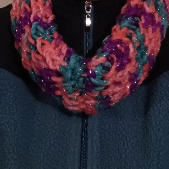 Handmade Women's Pink, Purple, Teal w/ Silver Sparkle Infinity Scarf - Picture 5 of 5